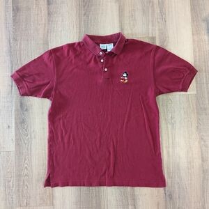 Disney Store Mickey Mouse Men’s Polo Shirt Burgundy Red Medium